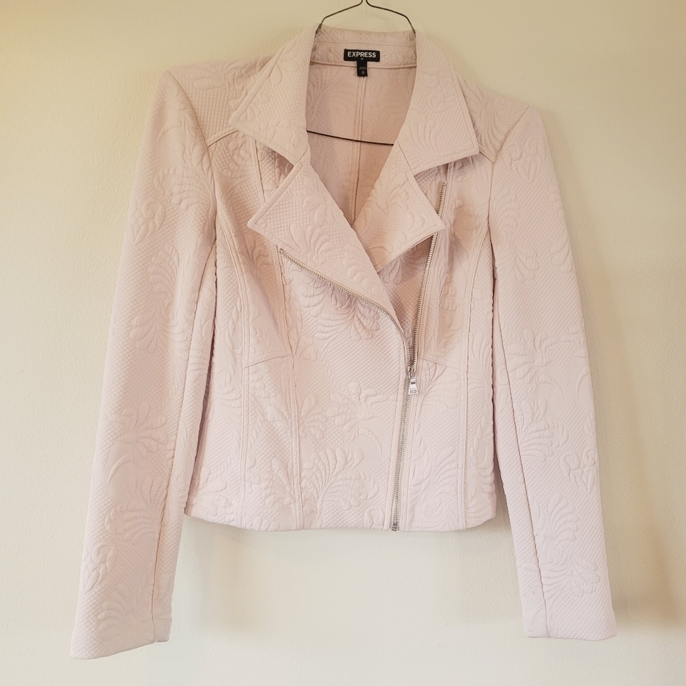 Embossed Express Small Pink/Tan Moto Jacket - Picture 6 of 8
